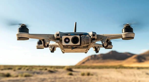 The Teal Golden Eagle drone in flight